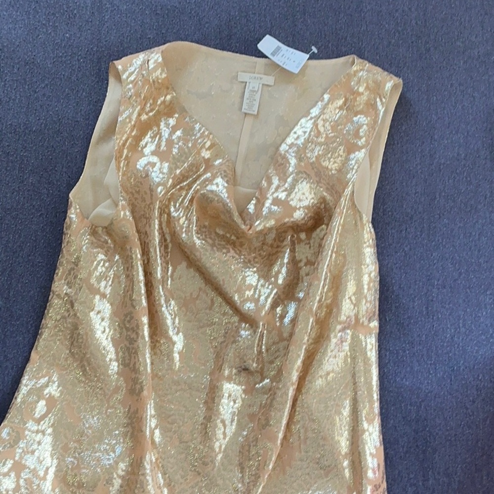 J. Crew Metallic Gold V-Neck Blouse